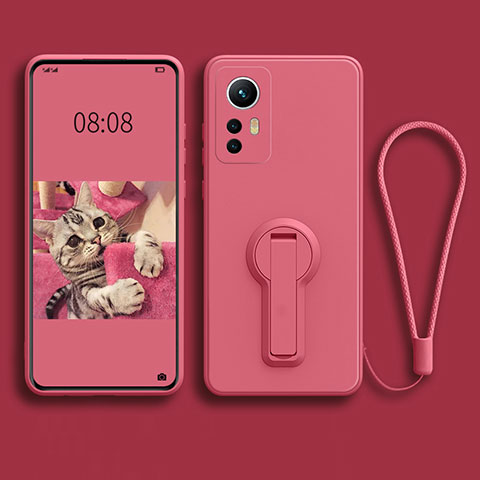 Custodia Silicone Ultra Sottile Morbida Cover con Supporto per Xiaomi Mi 12X 5G Oro Rosa