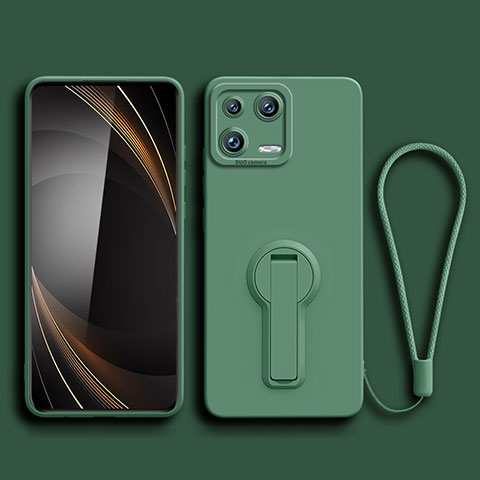 Custodia Silicone Ultra Sottile Morbida Cover con Supporto per Xiaomi Mi 13 5G Verde Notte