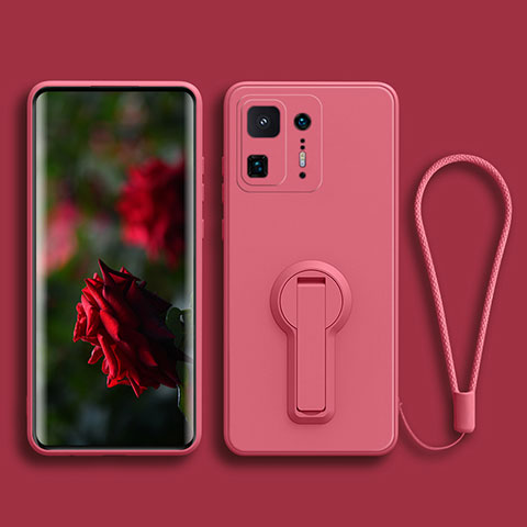 Custodia Silicone Ultra Sottile Morbida Cover con Supporto per Xiaomi Mi Mix 4 5G Rosa Caldo