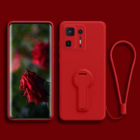 Custodia Silicone Ultra Sottile Morbida Cover con Supporto per Xiaomi Mi Mix 4 5G Rosso