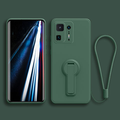 Custodia Silicone Ultra Sottile Morbida Cover con Supporto per Xiaomi Mi Mix 4 5G Verde Notte