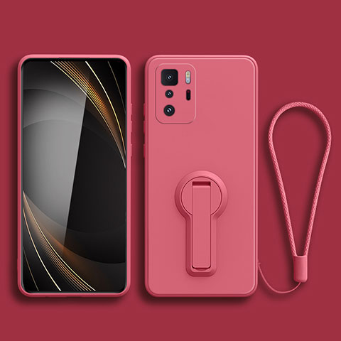 Custodia Silicone Ultra Sottile Morbida Cover con Supporto per Xiaomi Poco X3 GT 5G Rosa Caldo