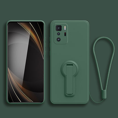 Custodia Silicone Ultra Sottile Morbida Cover con Supporto per Xiaomi Poco X3 GT 5G Verde Notte