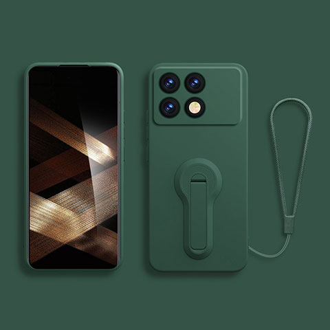 Custodia Silicone Ultra Sottile Morbida Cover con Supporto per Xiaomi Redmi K70 5G Verde Notte