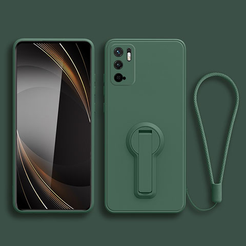 Custodia Silicone Ultra Sottile Morbida Cover con Supporto per Xiaomi Redmi Note 10 5G Verde Notte