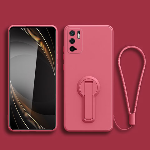 Custodia Silicone Ultra Sottile Morbida Cover con Supporto per Xiaomi Redmi Note 10T 5G Rosa Caldo