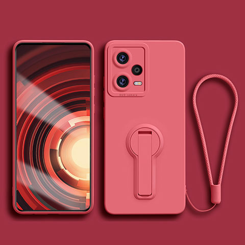 Custodia Silicone Ultra Sottile Morbida Cover con Supporto per Xiaomi Redmi Note 12 Explorer Rosso