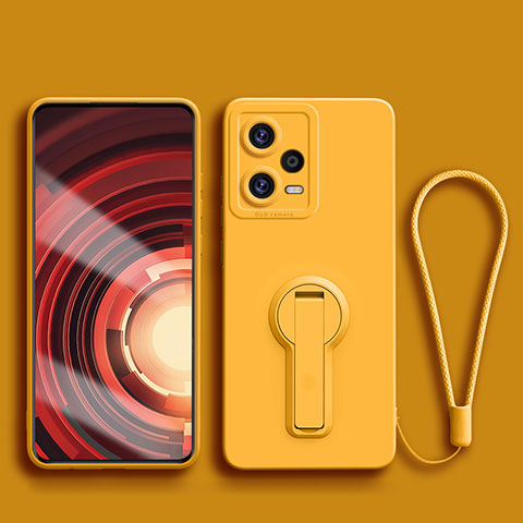 Custodia Silicone Ultra Sottile Morbida Cover con Supporto per Xiaomi Redmi Note 12 Pro 5G Giallo