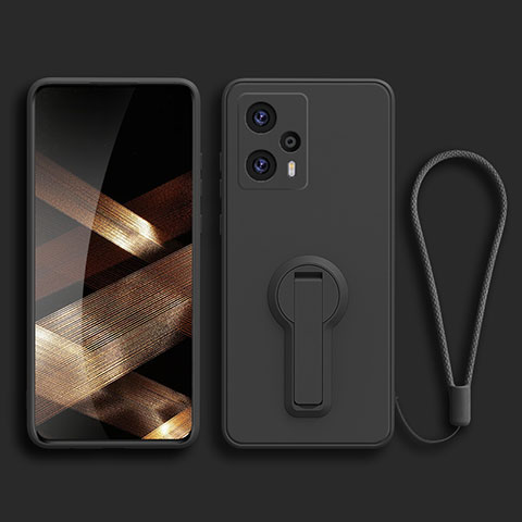 Custodia Silicone Ultra Sottile Morbida Cover con Supporto per Xiaomi Redmi Note 12 Turbo 5G Nero