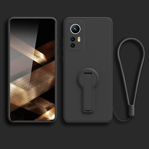 Custodia Silicone Ultra Sottile Morbida Cover con Supporto per Xiaomi Redmi Note 12S Nero