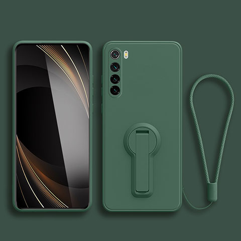 Custodia Silicone Ultra Sottile Morbida Cover con Supporto per Xiaomi Redmi Note 8 (2021) Verde Notte