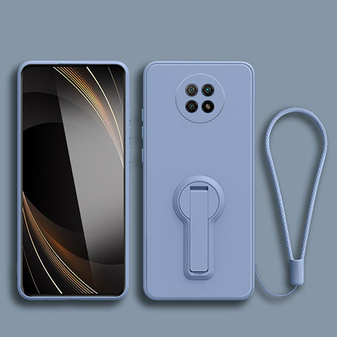 Custodia Silicone Ultra Sottile Morbida Cover con Supporto per Xiaomi Redmi Note 9T 5G Grigio Lavanda