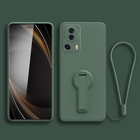 Custodia Silicone Ultra Sottile Morbida Cover con Supporto S01 per Xiaomi Civi 2 5G Verde Notte