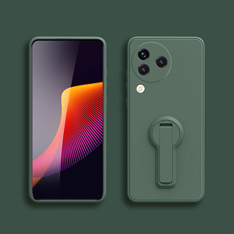 Custodia Silicone Ultra Sottile Morbida Cover con Supporto S01 per Xiaomi Civi 3 5G Verde Notte