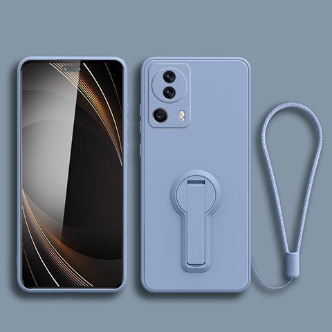 Custodia Silicone Ultra Sottile Morbida Cover con Supporto S01 per Xiaomi Mi 12 Lite NE 5G Grigio Lavanda