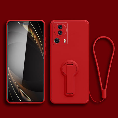 Custodia Silicone Ultra Sottile Morbida Cover con Supporto S01 per Xiaomi Mi 12 Lite NE 5G Rosso