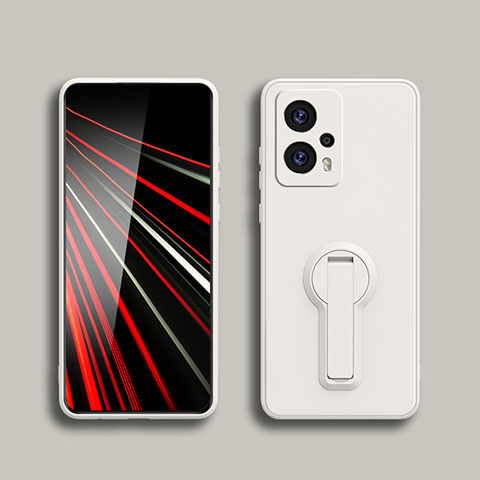 Custodia Silicone Ultra Sottile Morbida Cover con Supporto S01 per Xiaomi Redmi Note 11T Pro 5G Bianco