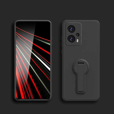 Custodia Silicone Ultra Sottile Morbida Cover con Supporto S01 per Xiaomi Redmi Note 11T Pro 5G Nero