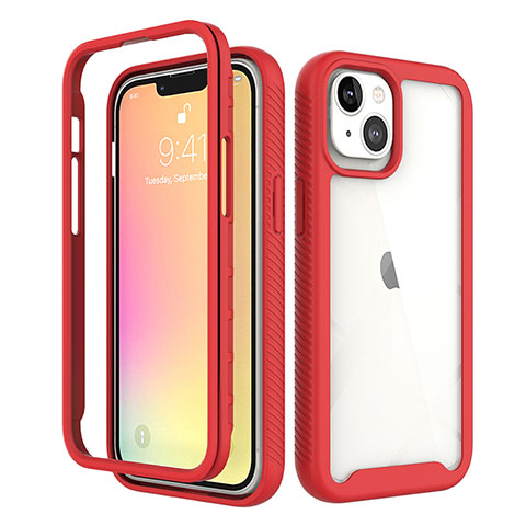 Custodia Silicone Ultra Sottile Morbida Cover Fronte e Retro 360 Gradi per Apple iPhone 13 Mini Rosso