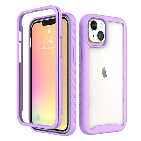 Custodia Silicone Ultra Sottile Morbida Cover Fronte e Retro 360 Gradi per Apple iPhone 13 Mini Viola