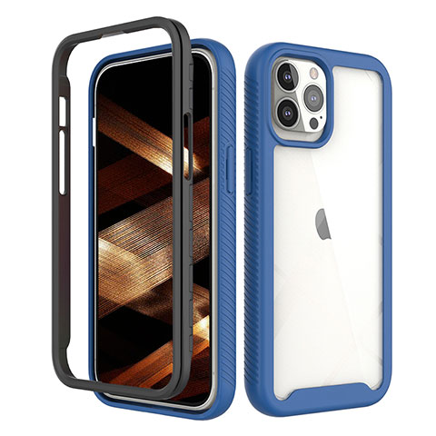 Custodia Silicone Ultra Sottile Morbida Cover Fronte e Retro 360 Gradi per Apple iPhone 16 Pro Blu