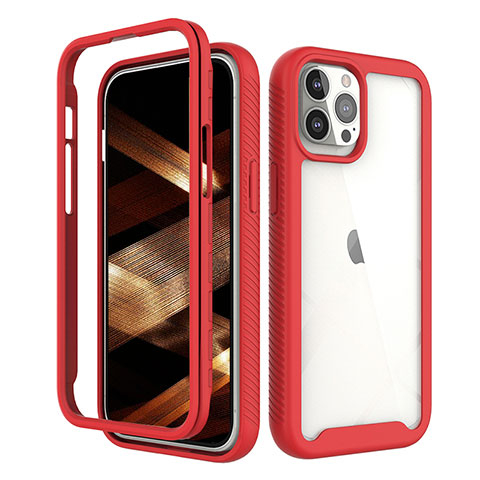 Custodia Silicone Ultra Sottile Morbida Cover Fronte e Retro 360 Gradi per Apple iPhone 16 Pro Rosso