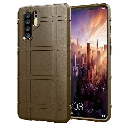 Custodia Silicone Ultra Sottile Morbida Cover Fronte e Retro 360 Gradi per Huawei P30 Pro New Edition Marrone