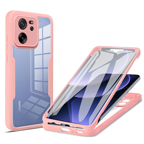 Custodia Silicone Ultra Sottile Morbida Cover Fronte e Retro 360 Gradi per Xiaomi Mi 13T 5G Rosa