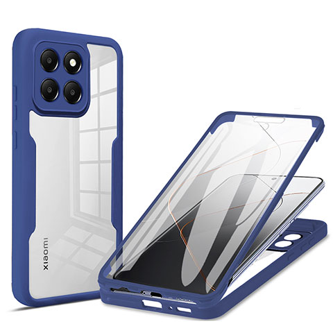 Custodia Silicone Ultra Sottile Morbida Cover Fronte e Retro 360 Gradi per Xiaomi Mi 14 5G Blu