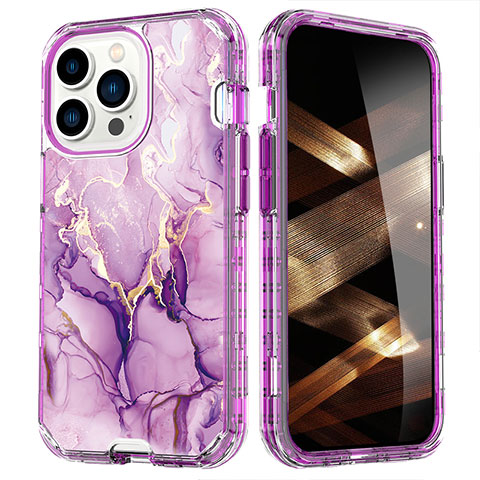 Custodia Silicone Ultra Sottile Morbida Cover Fronte e Retro 360 Gradi YJ1 per Apple iPhone 15 Pro Viola