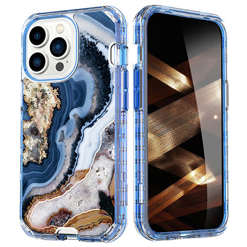 Custodia Silicone Ultra Sottile Morbida Cover Fronte e Retro 360 Gradi YJ1 per Apple iPhone 16 Pro Blu