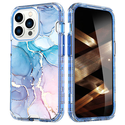 Custodia Silicone Ultra Sottile Morbida Cover Fronte e Retro 360 Gradi YJ1 per Apple iPhone 16 Pro Cielo Blu