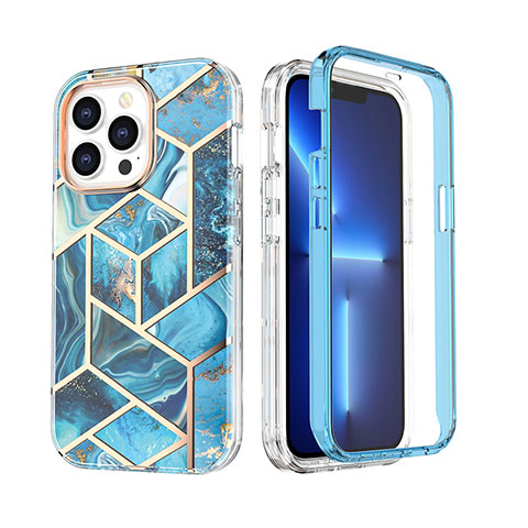 Custodia Silicone Ultra Sottile Morbida Cover Fronte e Retro 360 Gradi YJ2 per Apple iPhone 13 Pro Blu