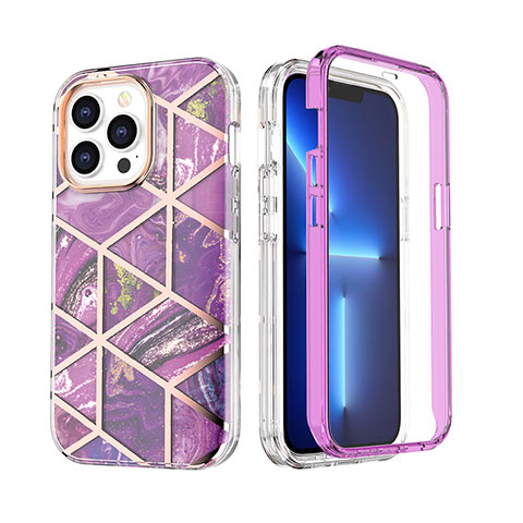 Custodia Silicone Ultra Sottile Morbida Cover Fronte e Retro 360 Gradi YJ2 per Apple iPhone 13 Pro Max Viola