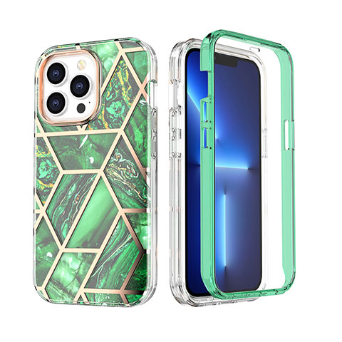 Custodia Silicone Ultra Sottile Morbida Cover Fronte e Retro 360 Gradi YJ2 per Apple iPhone 13 Pro Verde