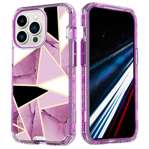 Custodia Silicone Ultra Sottile Morbida Cover Fronte e Retro 360 Gradi YJ2 per Apple iPhone 14 Pro Viola