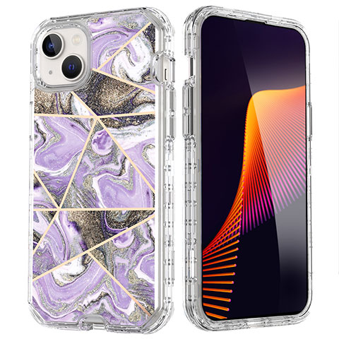 Custodia Silicone Ultra Sottile Morbida Cover Fronte e Retro 360 Gradi YJ2 per Apple iPhone 15 Plus Lavanda