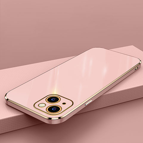 Custodia Silicone Ultra Sottile Morbida Cover S04 per Apple iPhone 15 Oro Rosa