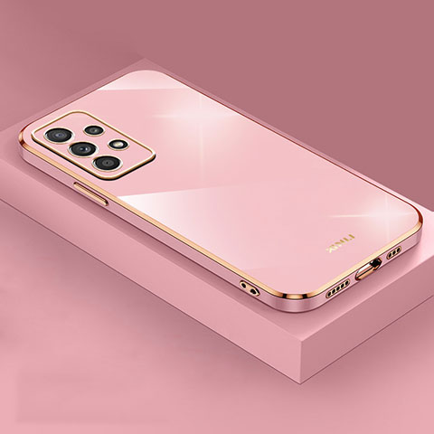 Custodia Silicone Ultra Sottile Morbida Cover XL4 per Samsung Galaxy A32 5G Oro Rosa