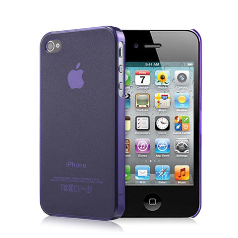 Custodia Silicone Ultra Sottile Morbida Opaca per Apple iPhone 4 Viola