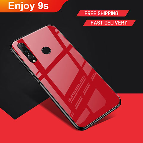 Custodia Silicone Ultra Sottile Morbida Specchio per Huawei Enjoy 9s Rosso