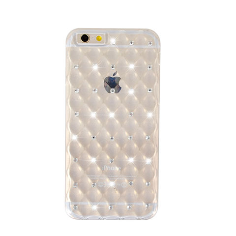 Custodia Trasparente Diamante Strass Gioielli Morbida per Apple iPhone 6 Plus Chiaro