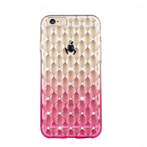 Custodia Trasparente Diamante Strass Gioielli Sfumato Morbida per Apple iPhone 6 Rosa