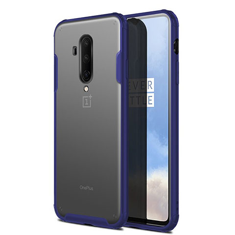 Custodia Ultra Slim Trasparente Rigida Cover Opaca per OnePlus 7T Pro Blu