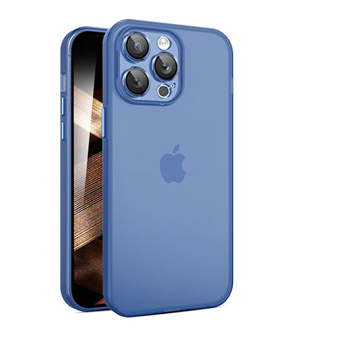 Custodia Ultra Sottile Trasparente Rigida Cover Opaca QC per Apple iPhone 16 Pro Max Blu