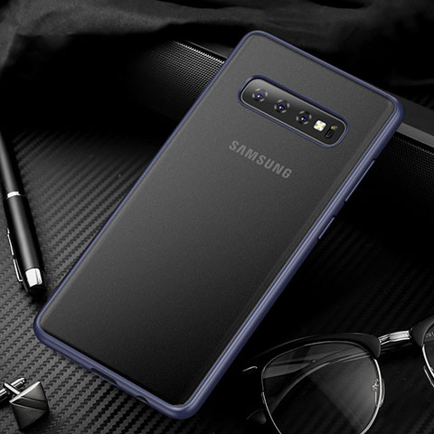 Custodia Ultra Sottile Trasparente Rigida Cover Opaca U01 per Samsung Galaxy S10 5G Blu