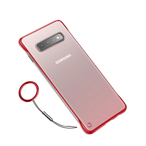 Custodia Ultra Sottile Trasparente Rigida Cover Opaca U01 per Samsung Galaxy S10 Plus Rosso