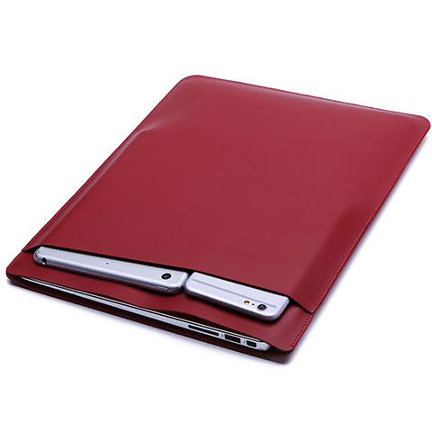 Morbido Pelle Custodia Marsupio Tasca per Huawei Honor MagicBook 14 Rosso