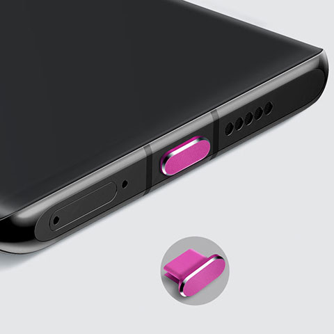 Tappi Antipolvere USB-C Jack Anti-dust Type-C Anti Polvere Universale H08 per Apple iPhone 15 Pro Rosa Caldo