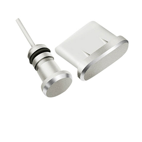 Tappi Antipolvere USB-C Jack Anti-dust Type-C Anti Polvere Universale H09 per Apple iPhone 15 Plus Argento